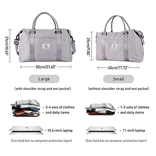 Travel Duffel Bag, Sports Tote Gym Bag, Shoulder Weekender Overnight Bag for Women