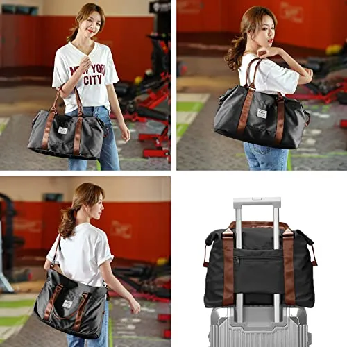 Travel Duffel Bag, Sports Tote Gym Bag, Shoulder Weekender Overnight Bag for Women