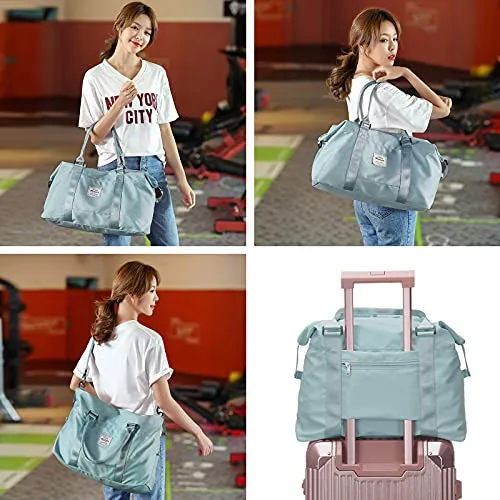 Travel Duffel Bag, Sports Tote Gym Bag, Shoulder Weekender Overnight Bag for Women