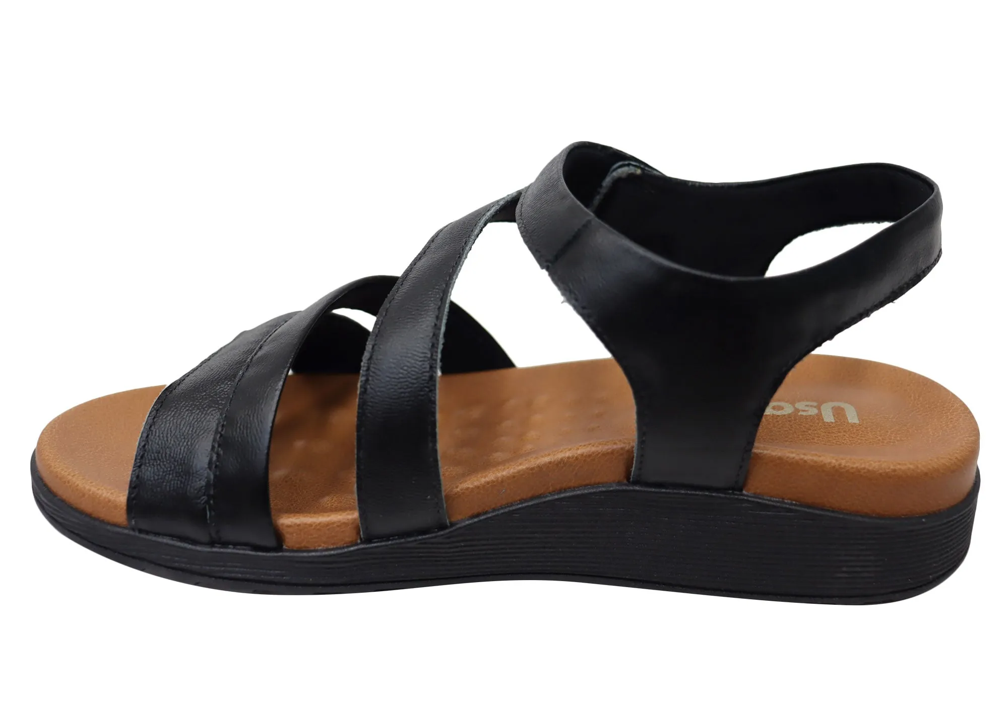 Usaflex Lisa Womens Comfortable Leather Sandals Made In Brazil