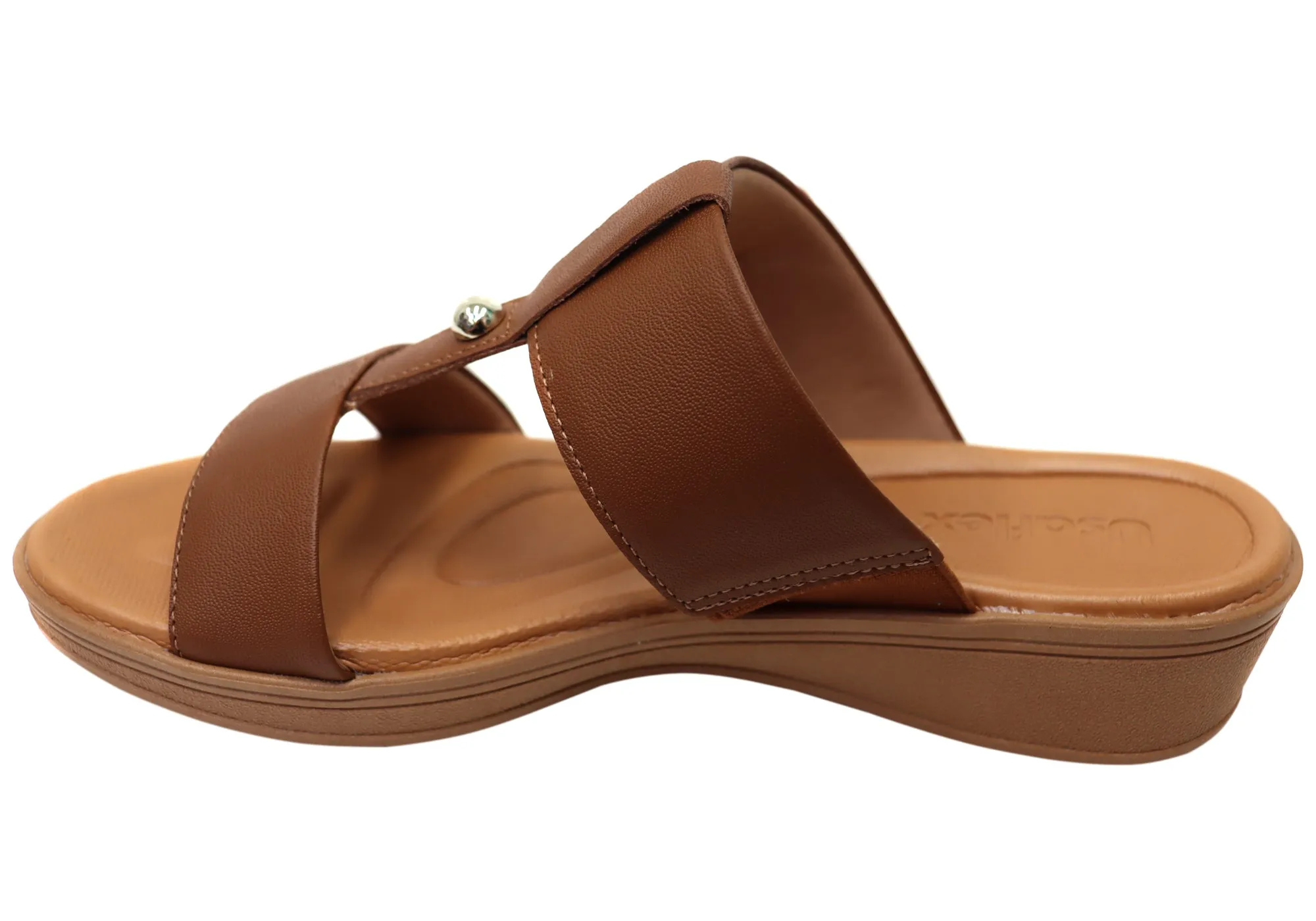 Usaflex Solae Womens Comfortable Brazilian Leather Slides Sandals