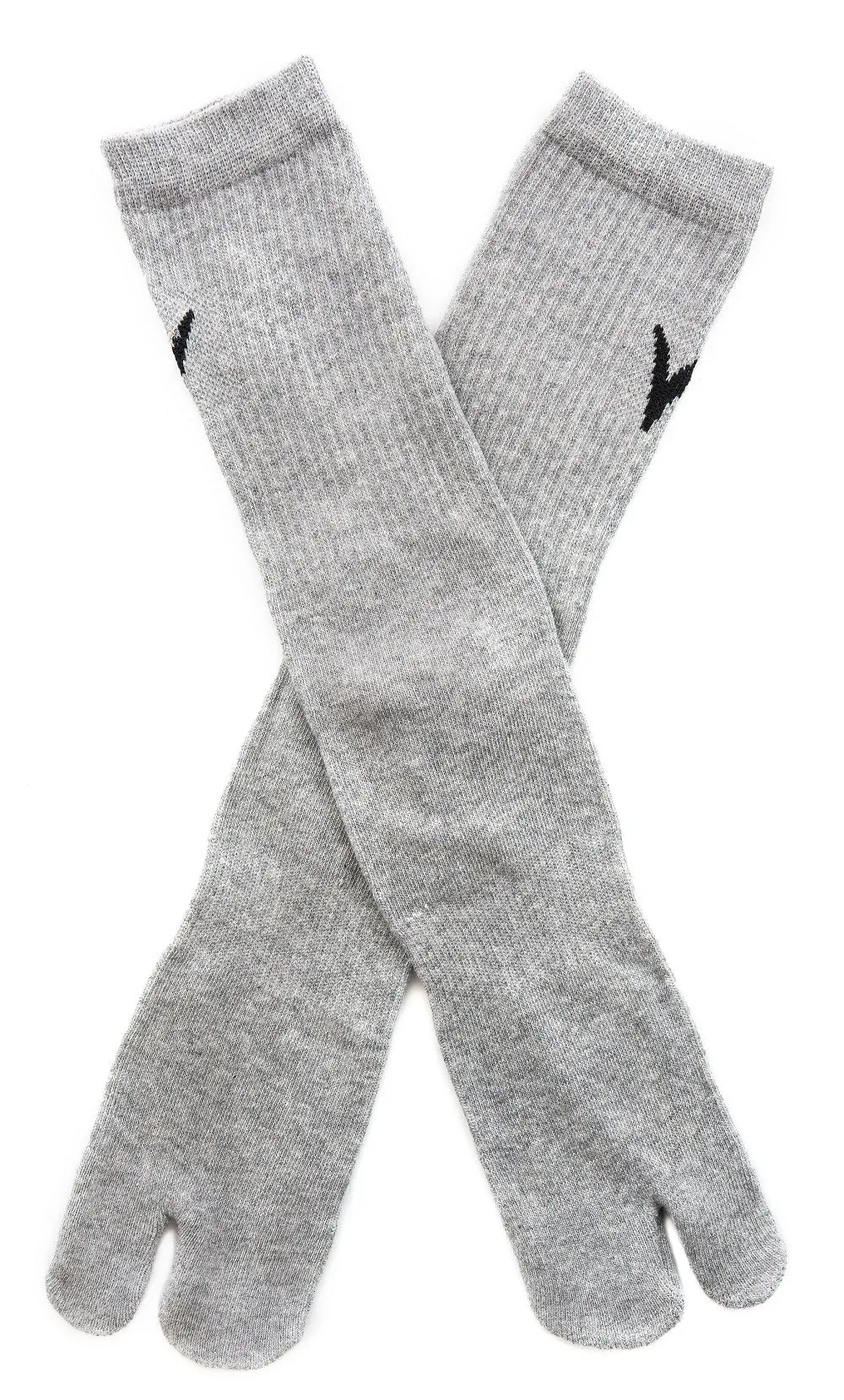 V-Toe Athletic Flip-Flop Tabi Big Toe Crew Socks - Light Gray