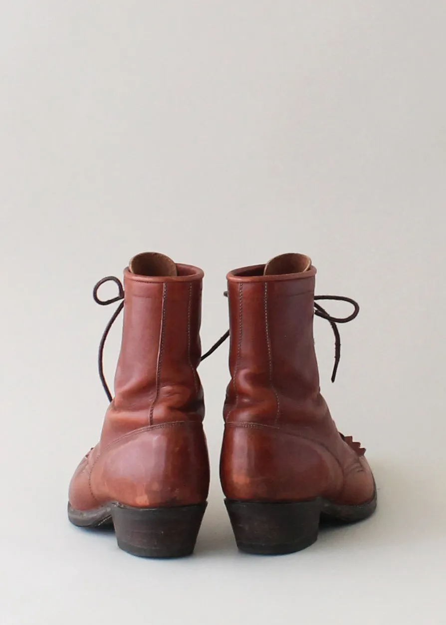 Vintage 1980s Justin Fringed Victorian Style Ankle Boots