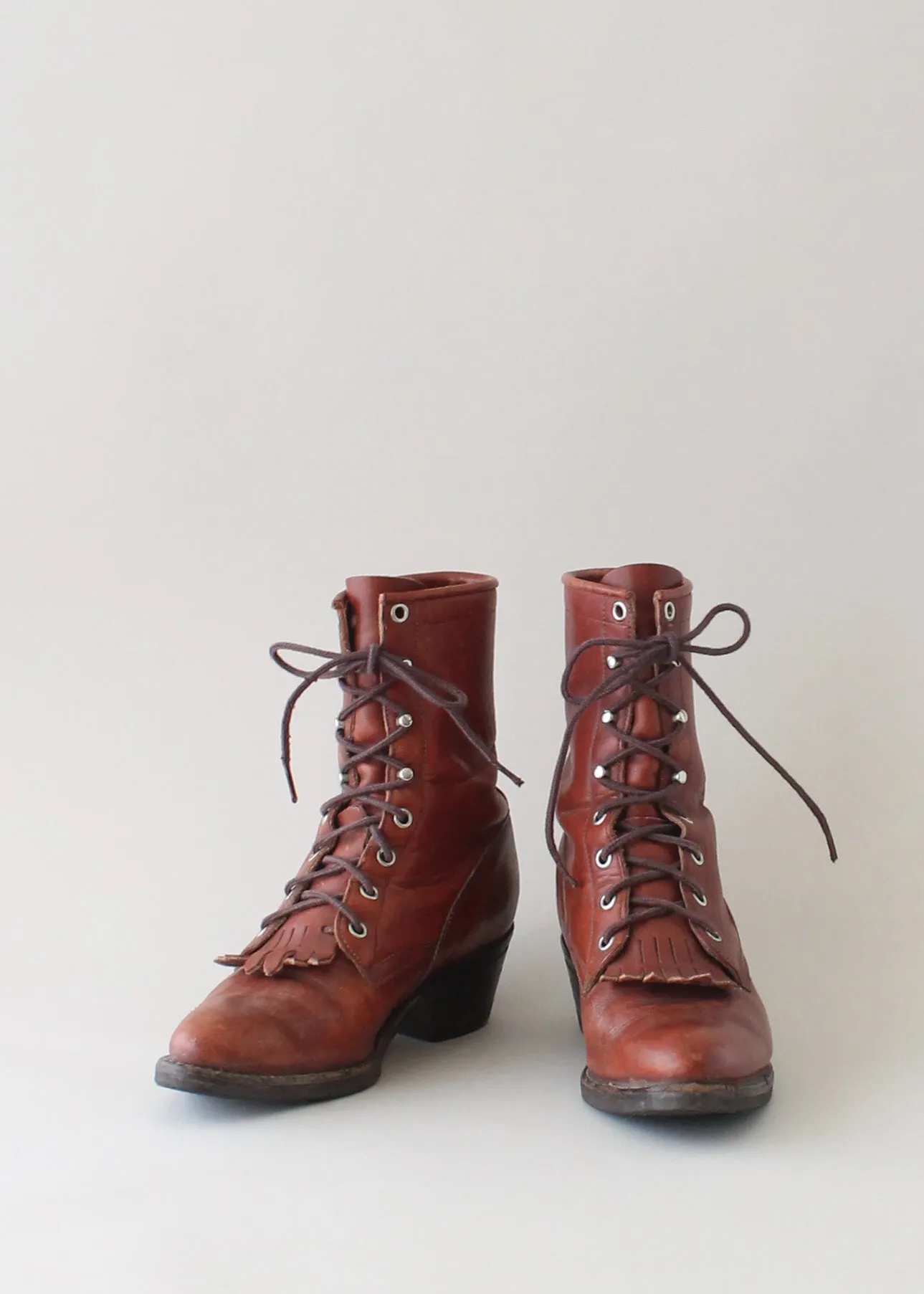 Vintage 1980s Justin Fringed Victorian Style Ankle Boots