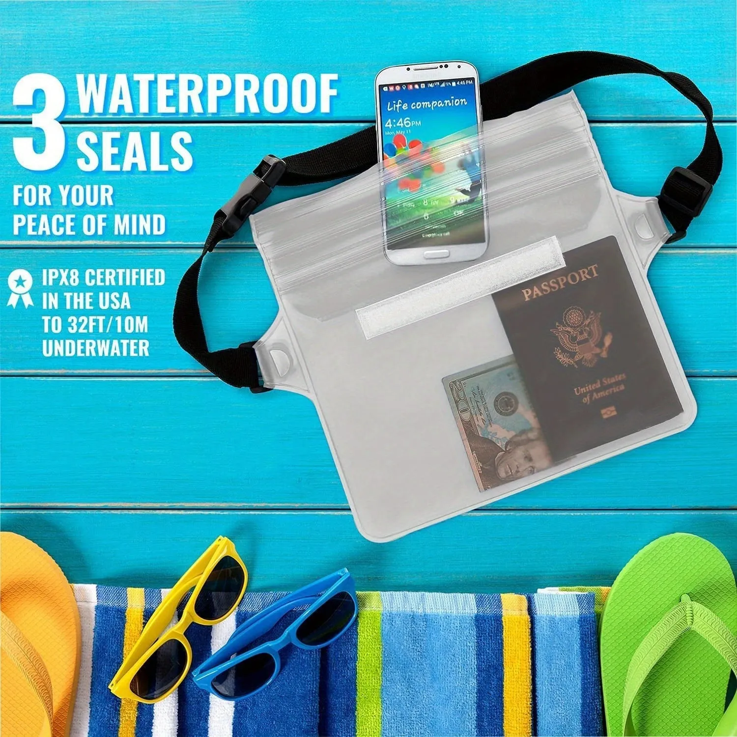 Waterproof Waist Pouch with Strap Stay Dry on Water Adventures