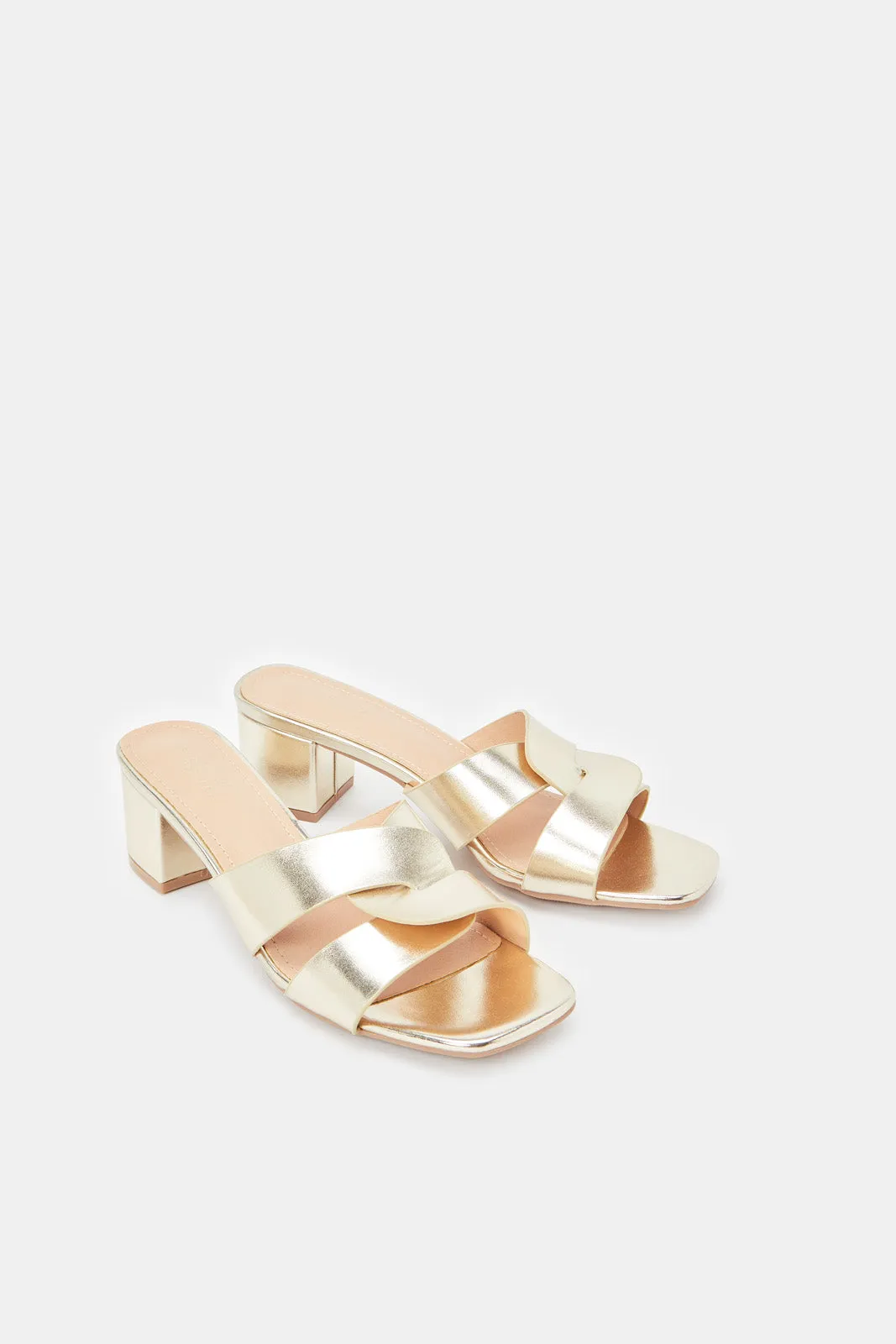 Women Gold Strappy Mule