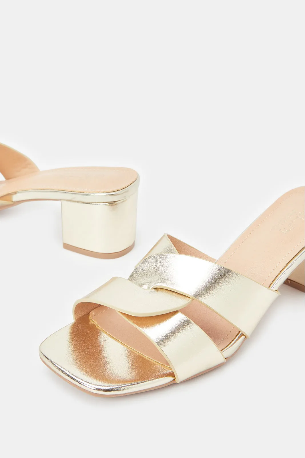 Women Gold Strappy Mule