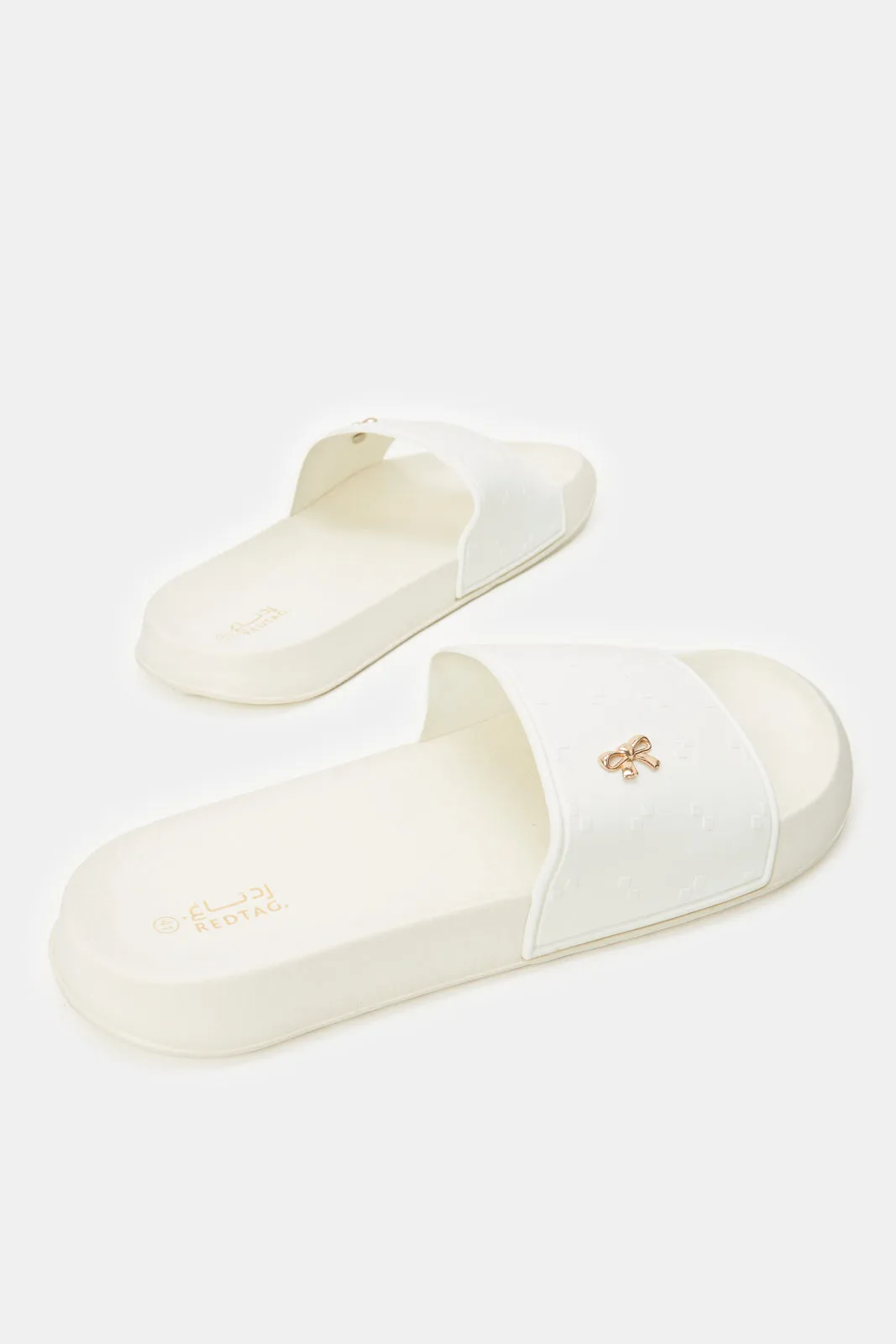 Women Ivory Slide With Gold Trim