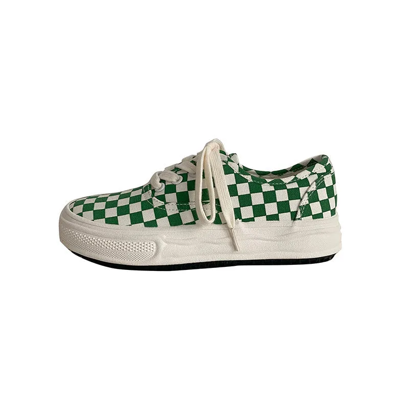 Women's & Men's Plaid Black And White Chessboard Canvas Shoes