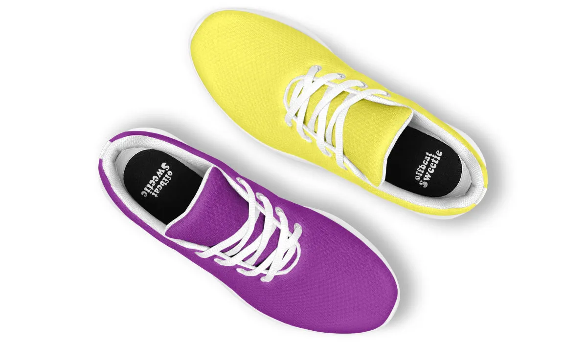 Yellow And Purple Mismatch Sneakers