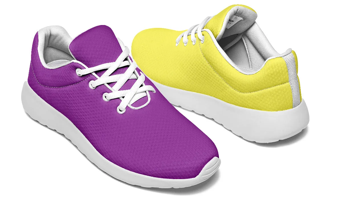 Yellow And Purple Mismatch Sneakers