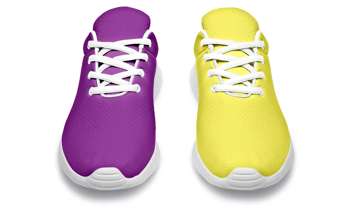 Yellow And Purple Mismatch Sneakers