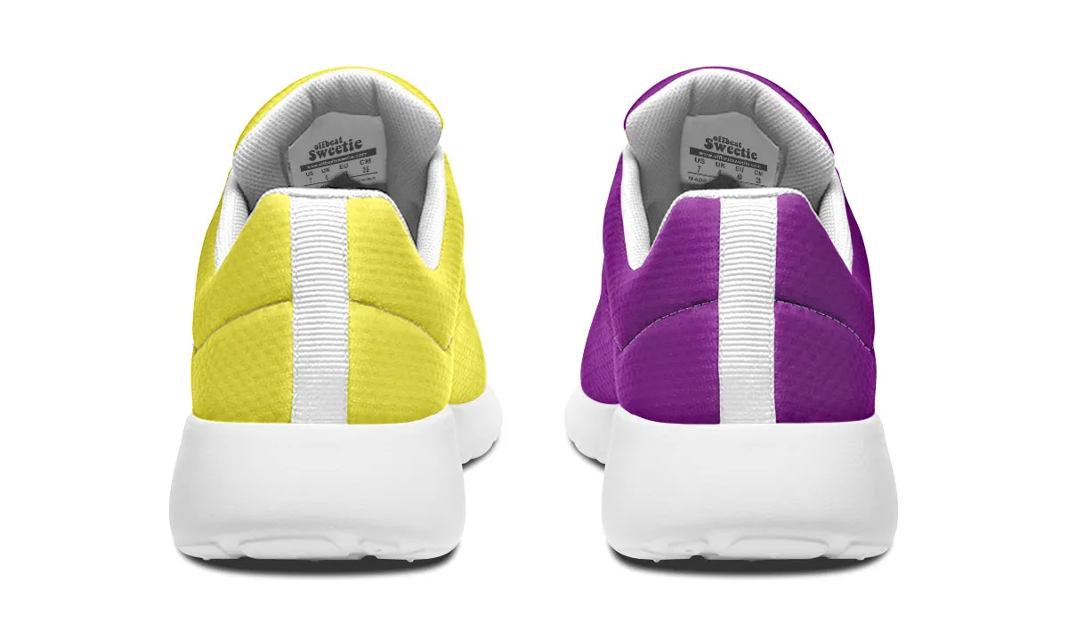 Yellow And Purple Mismatch Sneakers