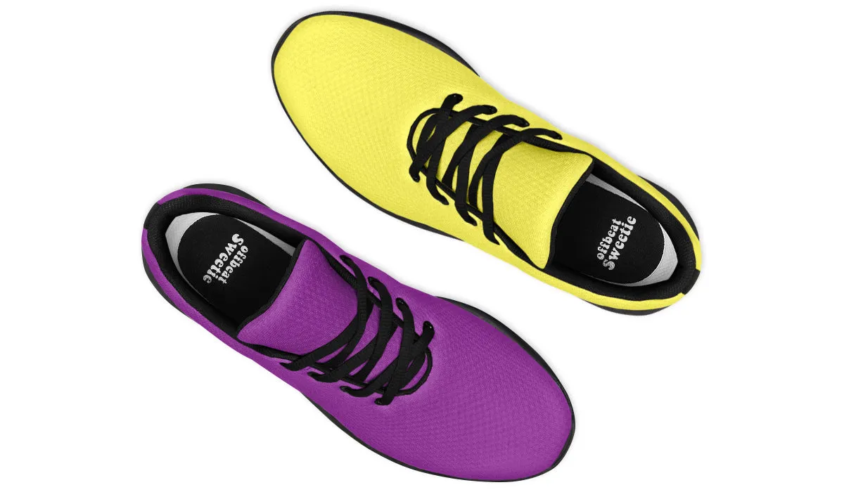 Yellow And Purple Mismatch Sneakers