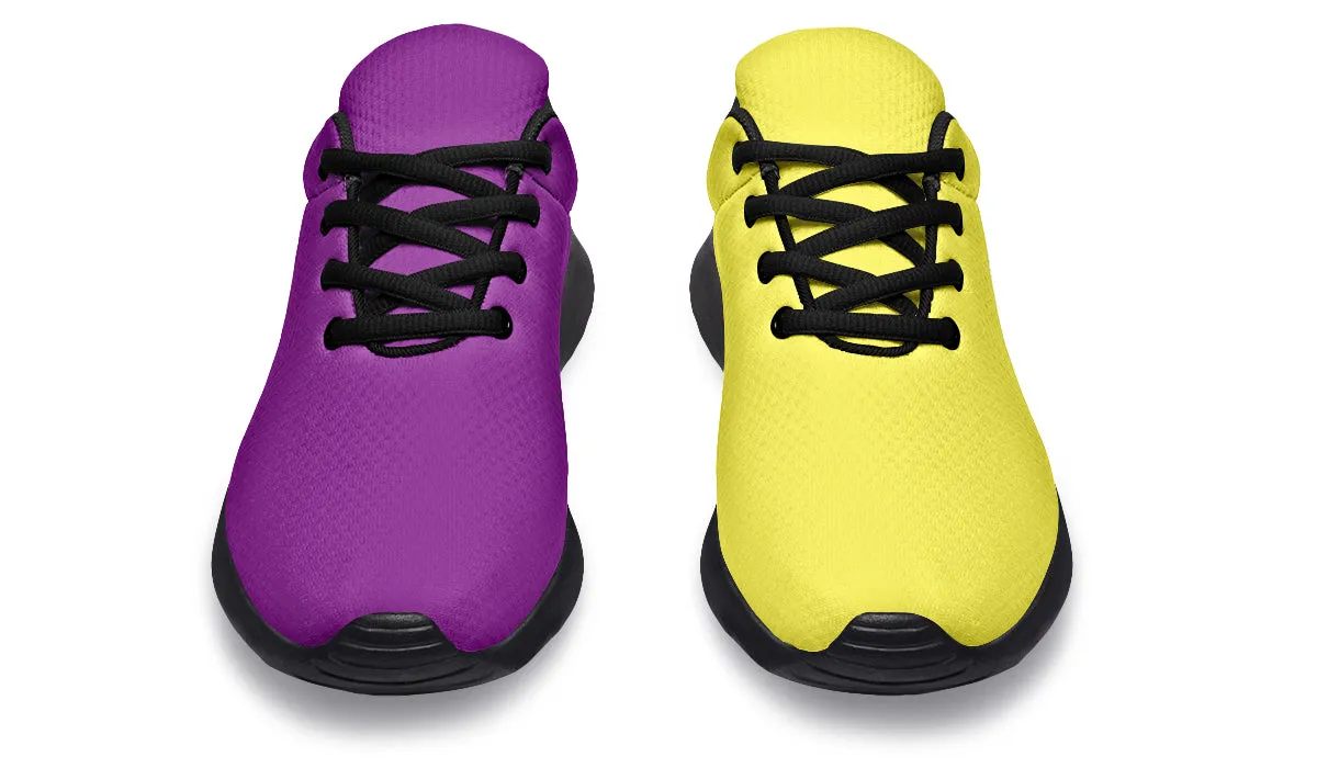 Yellow And Purple Mismatch Sneakers