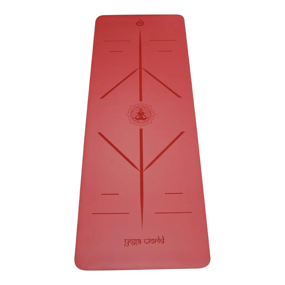 Yoga World Alignment Yoga Mat - Non-Slip & Anti-Skid TPE Rubber Underside - Soft