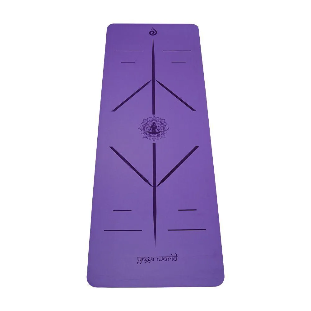 Yoga World Alignment Yoga Mat - Non-Slip & Anti-Skid TPE Rubber Underside - Soft